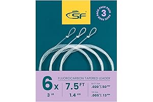 SF 3 Packs Fluorocarbon Leaders Fly Fishing Pre-Tied 7.5FT - 12.0FT for Trout Bass