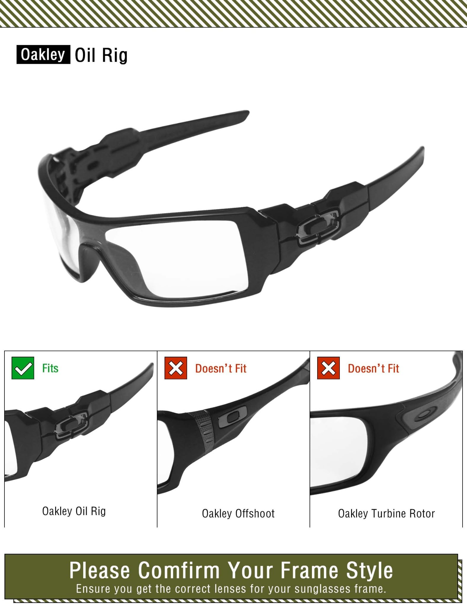OSharp Lentes de repuesto para lentes de sol Oakley Oil Rig – Polarizados HD, espejados, protección UV y ajuste perfecto