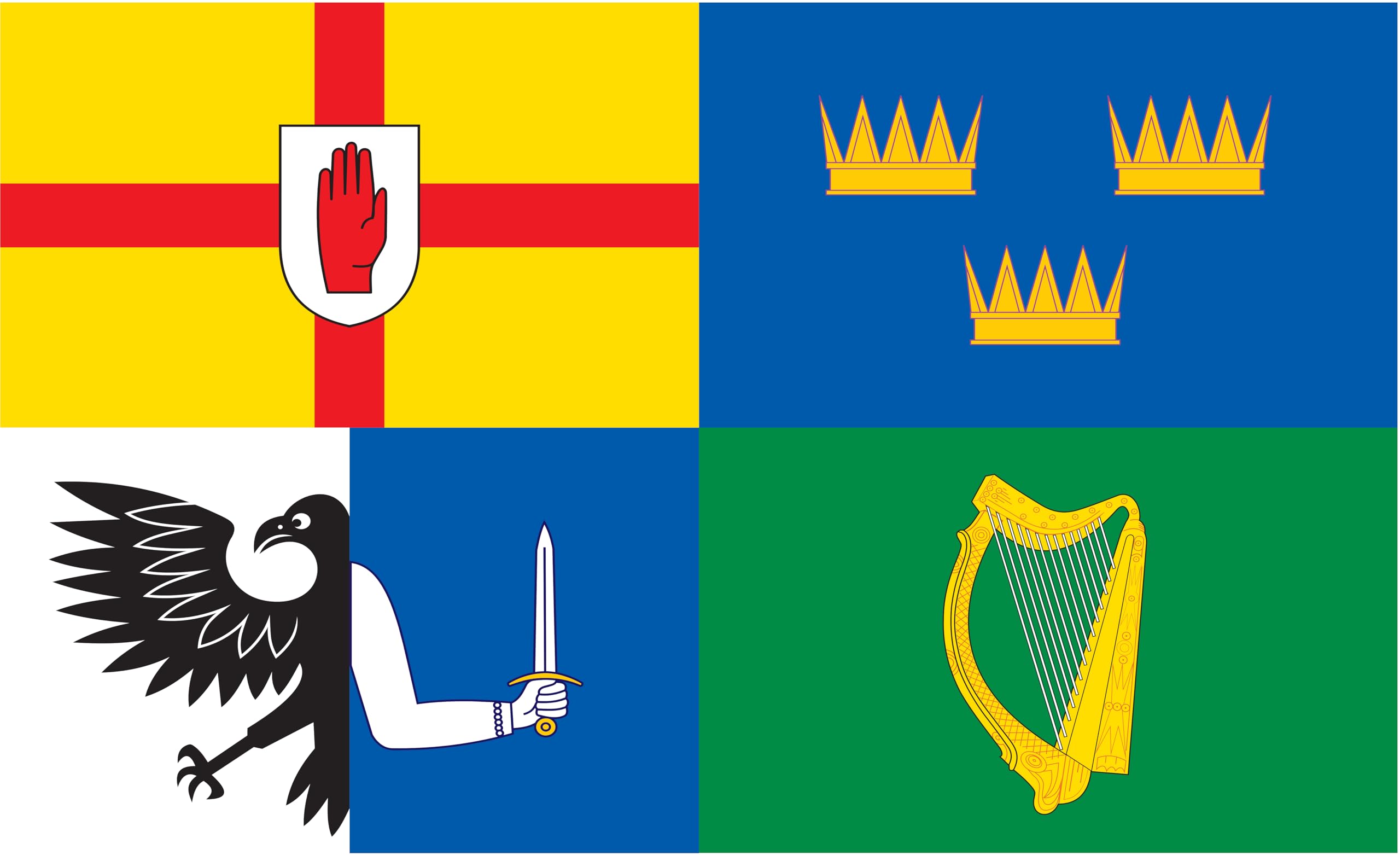 Drapeau Irlande quatre provinces marine 90x60 drapeau celte historique