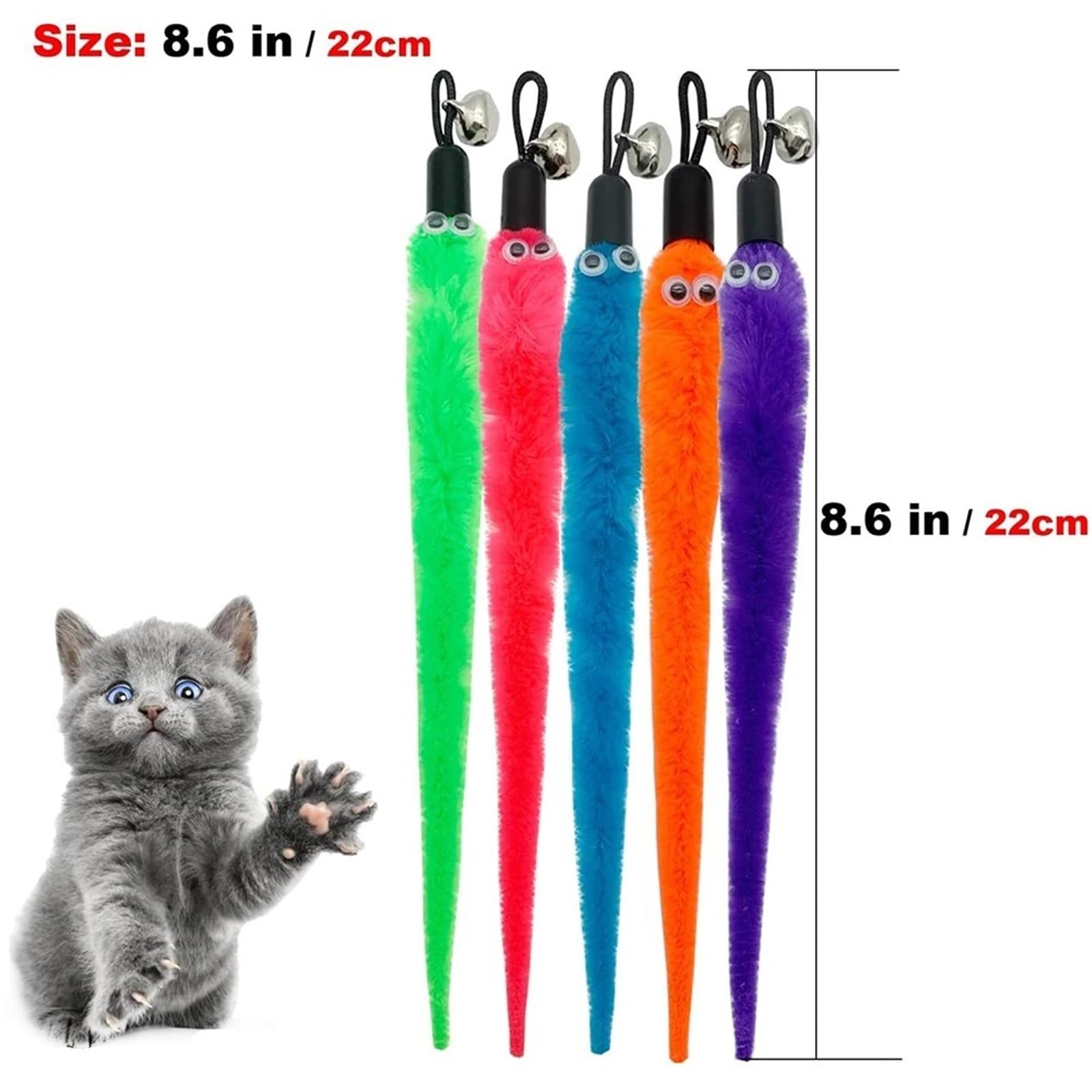 Juegos para Gatos Recambios de varitas for Juguetes de Gatos, Gusanos de Repuesto for Juguetes interactivos.(50 pcs)