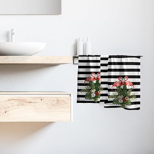 Vista 327 de Toallas de mano en blanco y negro – Toallas clásicas a rayas blancas y negras, toallas de baño modernas y sencillas, toallas de baño absorbentes