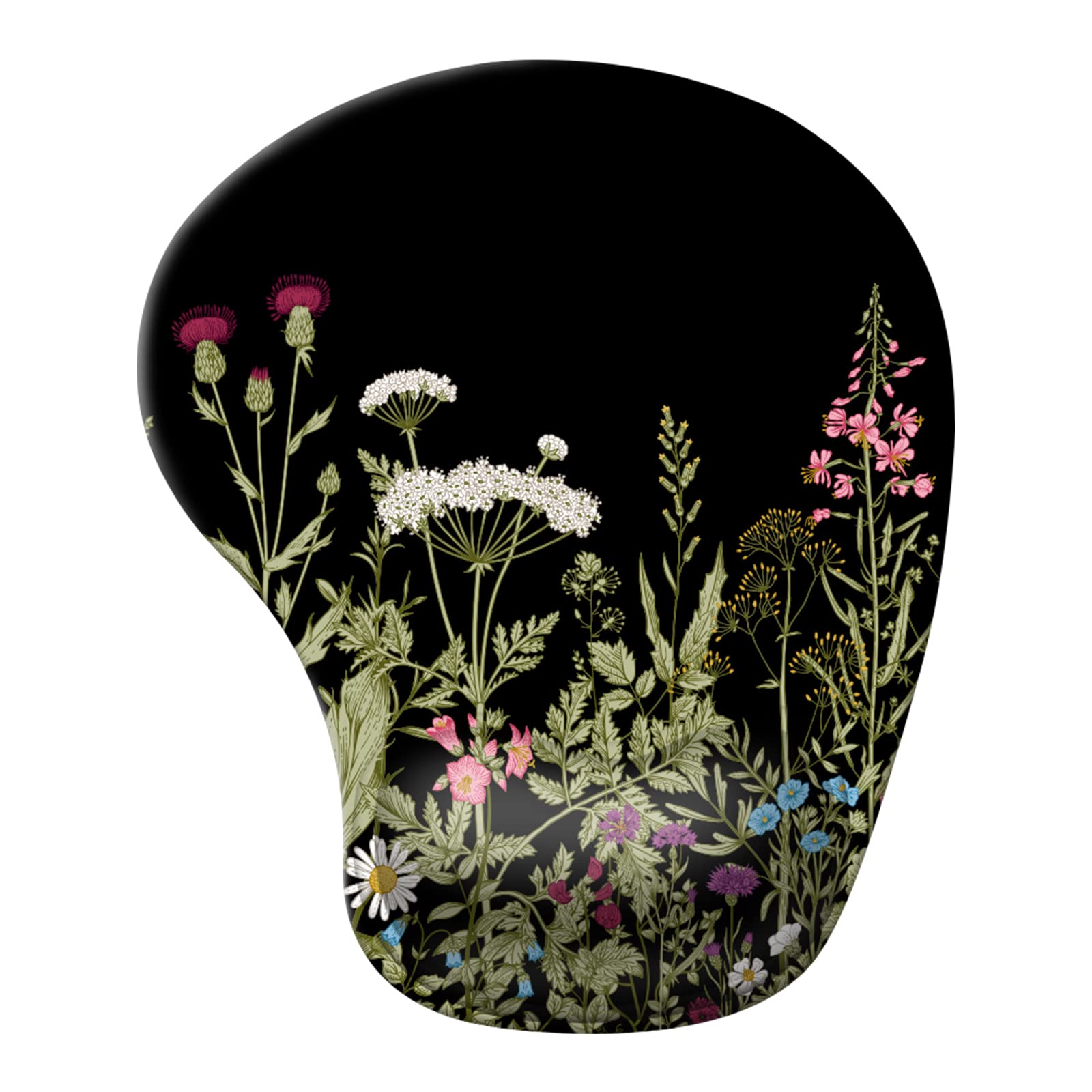 iCasso Mouse Mat Wrist Support, Ergonomic Memory Foam Mouse Wrist Rest Support, Non-Slip Rubber Base Mousepad for Laptop Home Office Gaming Working Easy Typing and Pain Relief - Flower