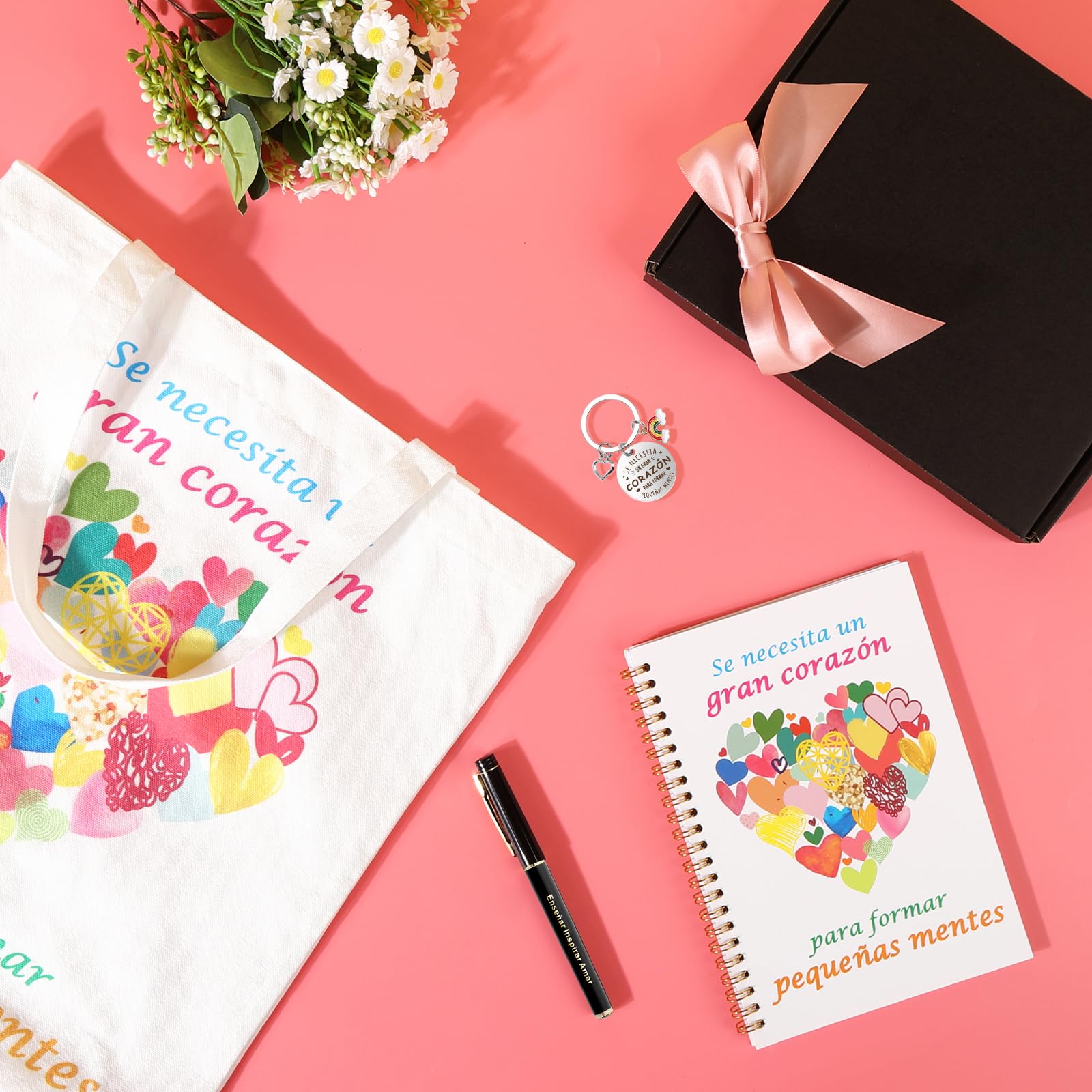 Echehi Set De 6 Piezas Regalo Profesora Infantil Con Tote Bag, Cuaderno A5, Bolígrafo, Llavero, Caja De Regalo Para Profesora Maestra Personalizado