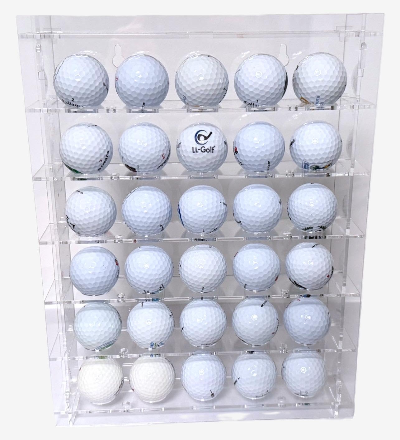 Acryl Regal Vitrine für 30 Golfbälle | Golf Ball Setzkasten zum Aufstellen oder Aufhängen an der Wand / Schaukasten Display Case Showcase Geschenk Golfgeschenk