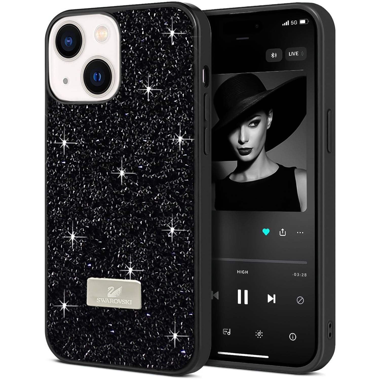 Dl3 Mobilak Case For iPhone 15+ Plus/14 Plus 6.7 Case Glitter, Sparkle Diamond Crystal Bling Case with Bling, Ultra Thin Lightweight Full Body Shockproof Anti-Scratch Protective Cover