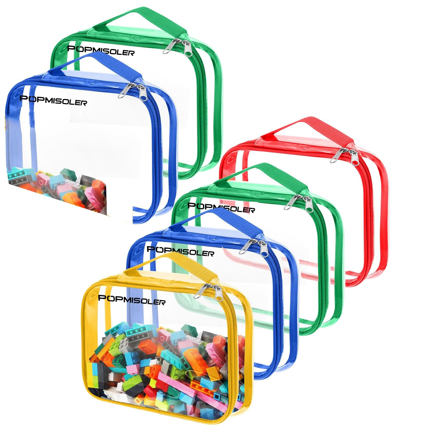 POPMISOLERClear Toy Storage Organizer for Kids - Keep Toys Tidy and Visible,6Pack Transparent PVC Large Toy Storage Bags with Labels，Reusable Clear PVC Board Game Storage