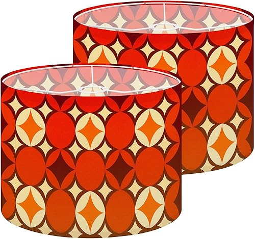 Miniatura 9 de Pantalla de lámpara de tambor de los años 70, pantalla retro rosa beige para lámparas de pie, lámparas de mesa, lámpara colgante de 11 x 8.9