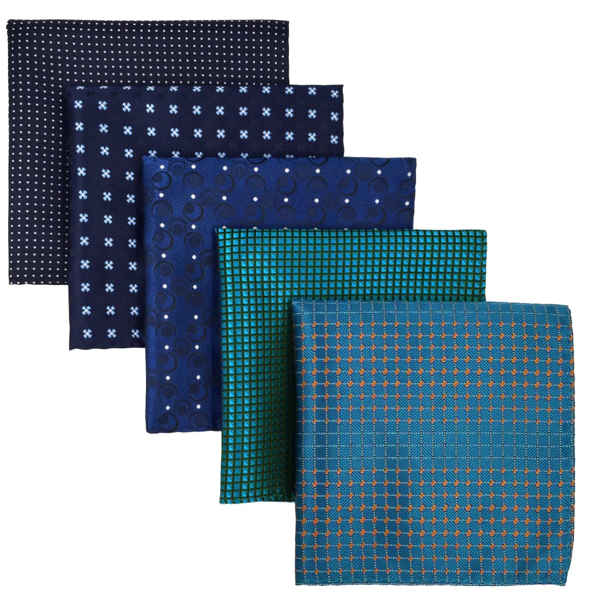 Shlax&Wing 5 Pieces Assorted Mens Pocket Square Set Handkerchiefs