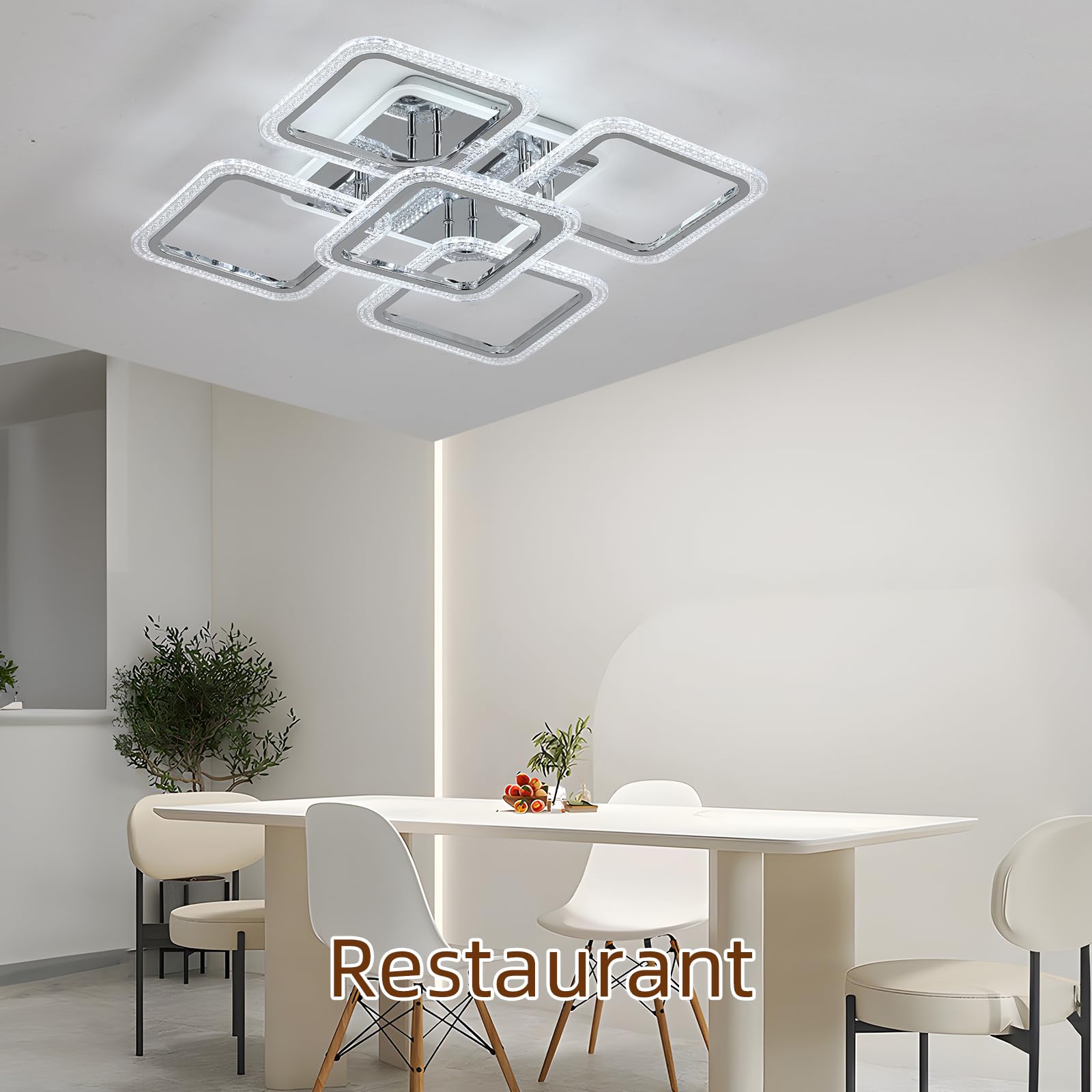 ZAITINZ Plafoniere da soffitto,5 piazza combinazione Plafoniera led soffitto,Lampadario soggiorno dimmerabile 3000-6000 K,adatto per camera da letto, cucina, corridoio e sala da pranzo, 80W,56x56 cm