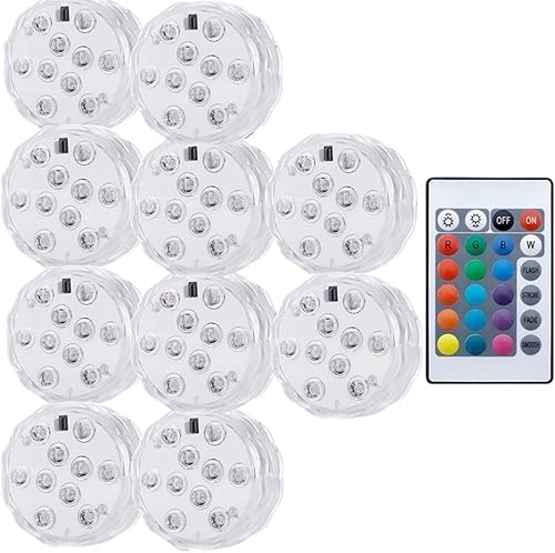 10Pcs 10Led Submersible LED Light RGB Waterproof IP68 Garden Lamp Aquarium Swimming Pool Light Wedding Party Luces para Piscina disponible en Yaxa Colombia