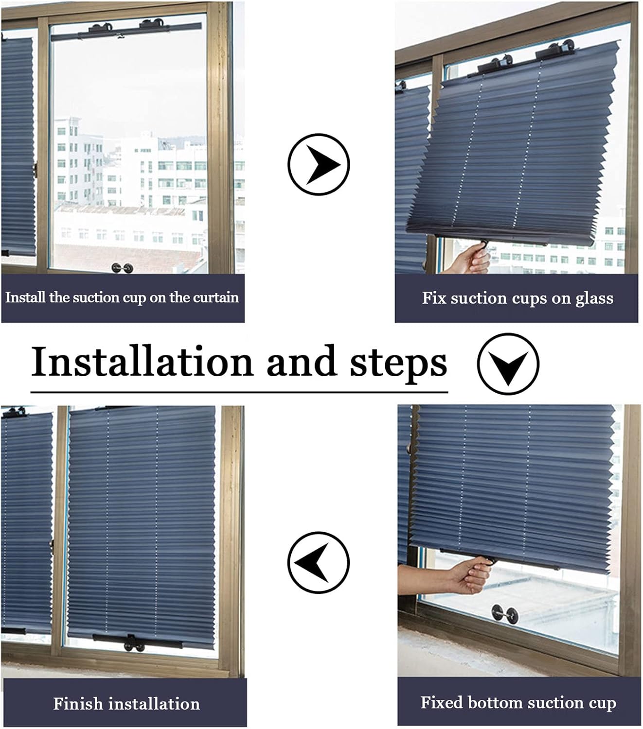 Sunshade Pleated Blinds,Blackout Blinds,Thermal Insulated Curtain with Suction Cups,Portable Retractable Blinds,Privacy Blinds,Bathroom,Office,Sunscreen,Foldable,80x140cm/31.5x55.1in