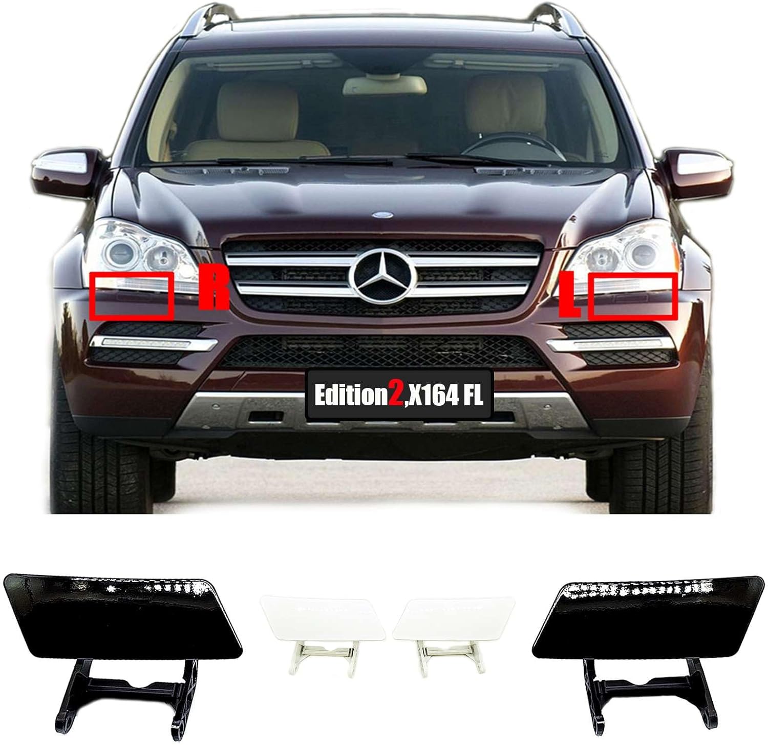 Headlight Washer Cover for 09-12 Mercedes-Benz GL Class X164 Facelift Fit GL320 GL350 GL420 GL450 GL500 GL550 2010 2011 2012 Headlamp Spray Nozzle