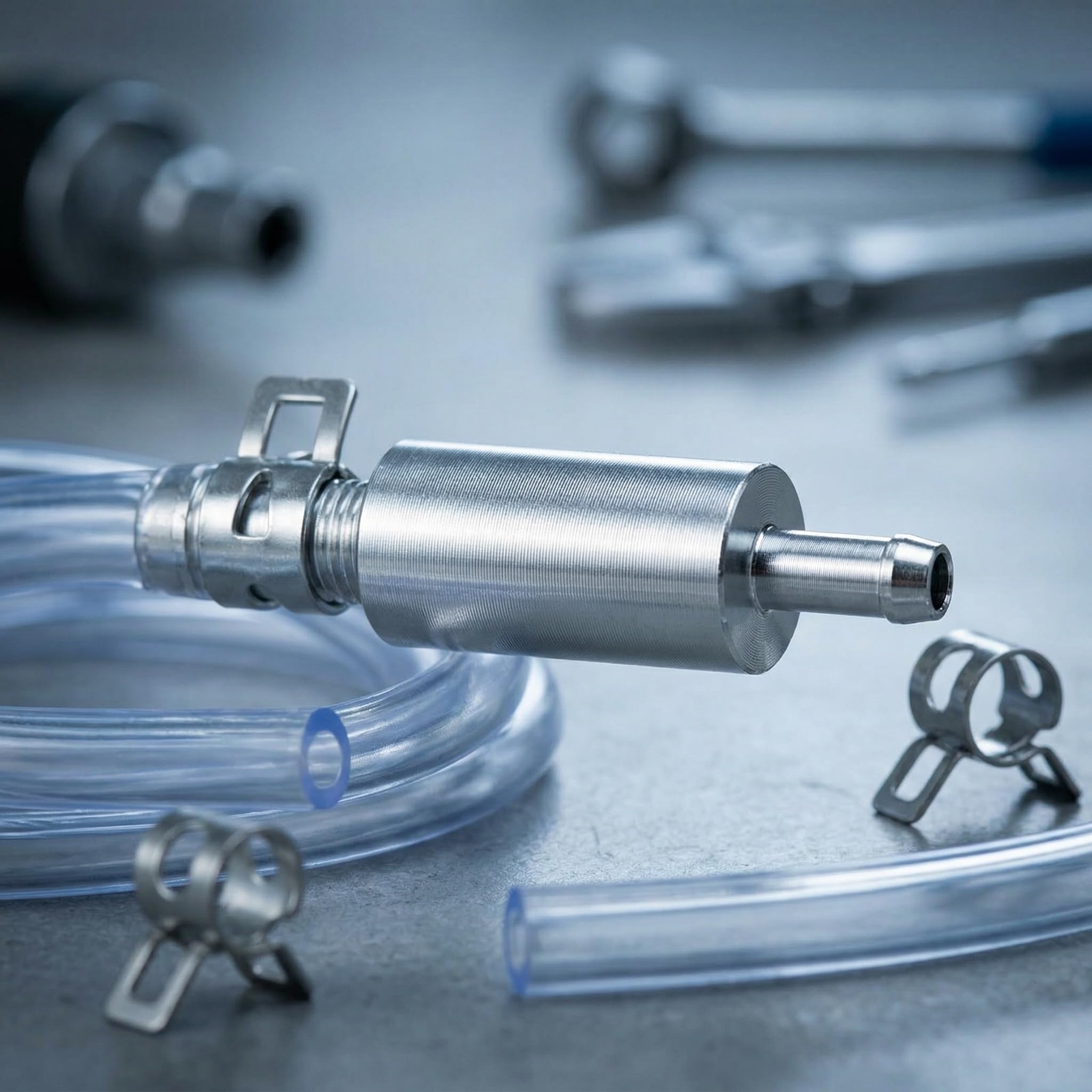 Kit Spurgo Freni Auto e Moto con Valvola Antiritorno, Attrezzo per Sanguinamento Impianto Freno e Frizione, Tubo Trasparente e Corpo in Alluminio, Universale (1 Kit)