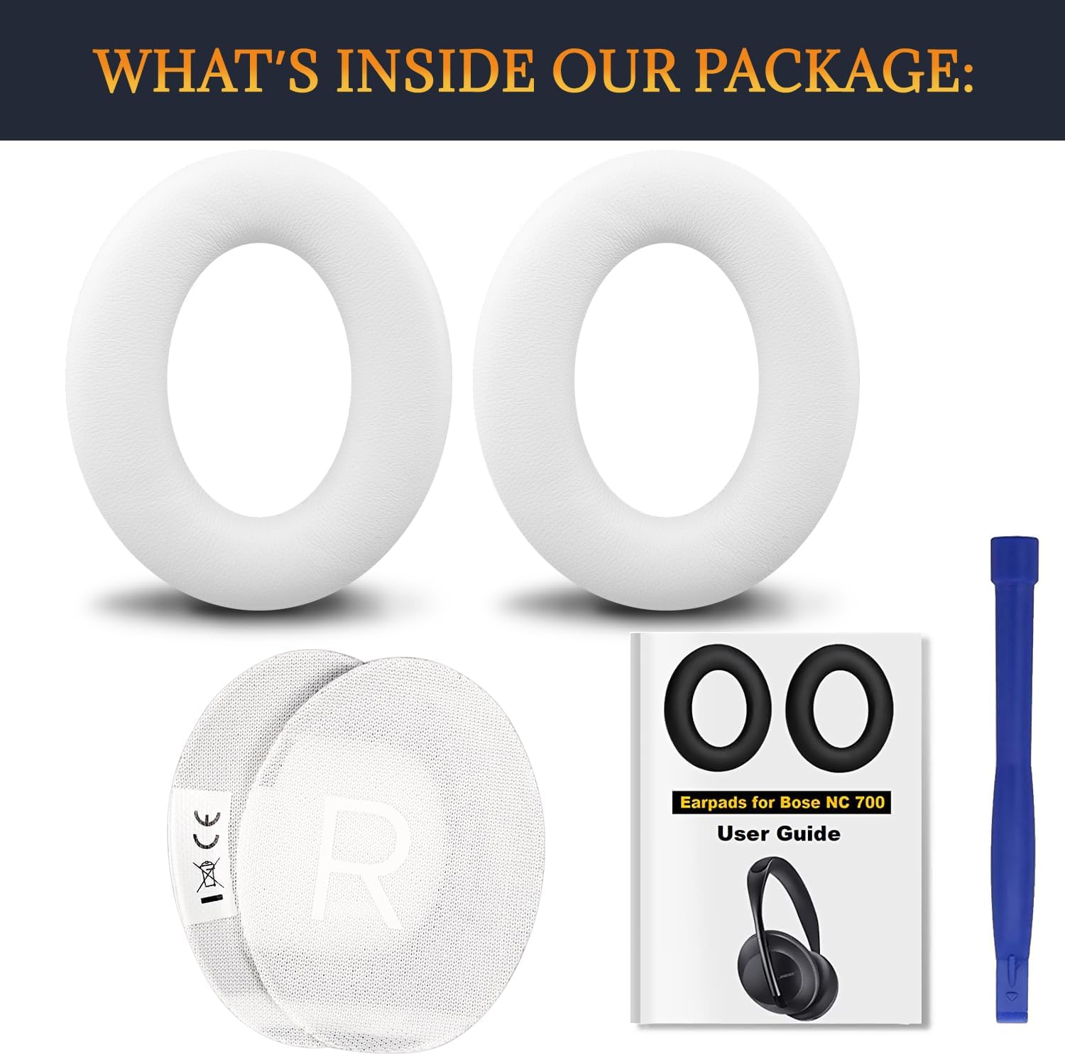 SOULWIT Lambskin Replacement Earpads for Bose 700 (NC700) Wireless Headphones, Ear Pads Cushions with Softer Leather, High-Density Noise Cancelling Foam, Added Thickness - White - Image 5