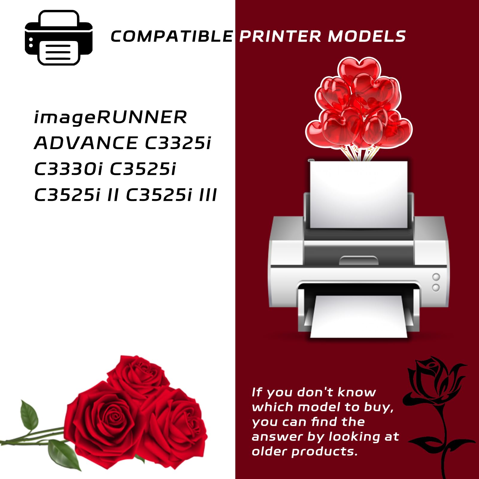 GPR-53 Developer Unit Compatible for Canon imageRUNNER Advance C3325i C3330i C3525i C3525i II C3525i III Printers, with Chip, High Yield 240000 Pages, Clear Printing (4-Pack BK/C/M/Y)