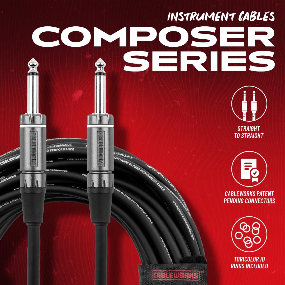 Cableworks By Gator Cases Composer Series - Cable de instrumento recto a recto de 3 pies (GCWC-INS-03)