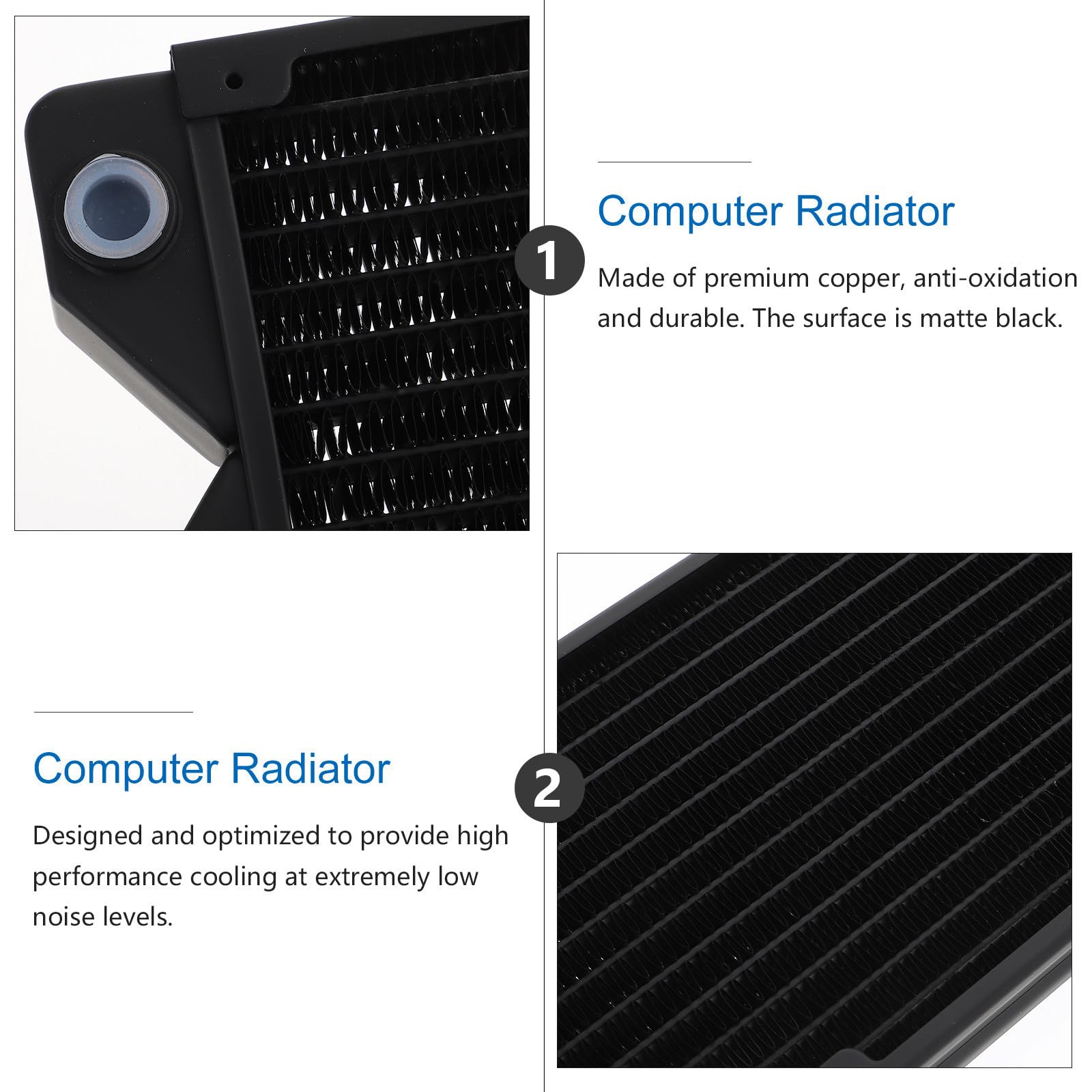 Radiateur de Refroidissement Liquide PC 480mm en Cuivre Noir