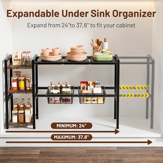 Organizador Expandible Bajo Fregadero 3 Niveles Ajustable miniatura 3