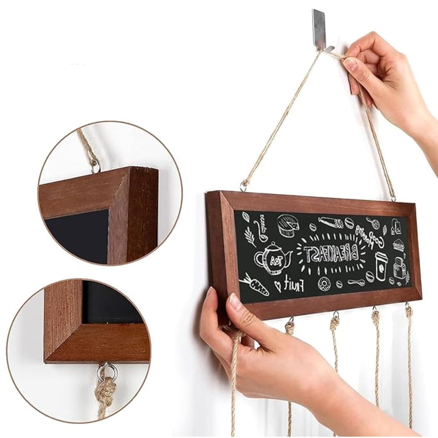 Appendi Foto In Legno Con Mollette - Cornice Collage Per Parete, Con 30 Mollette E 5 Fili - Foto 3