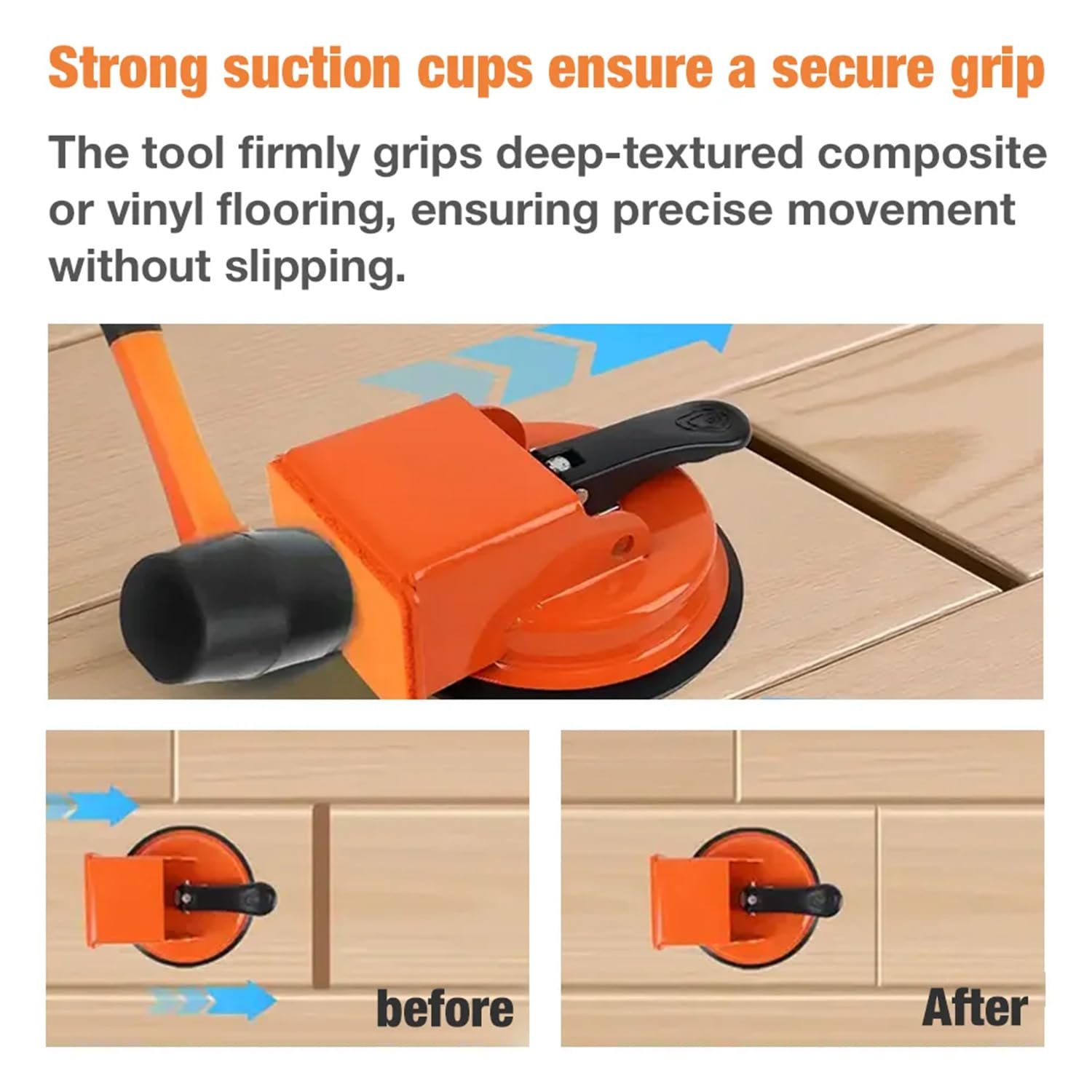 Floor Gap Fixer Tool, 2026 Enhanced Floor Suction Cup Tool for Gaps Vacuum Suction Cup for Laminate Vinyl Wood Tile Flooring (Burnt Orange) - 4