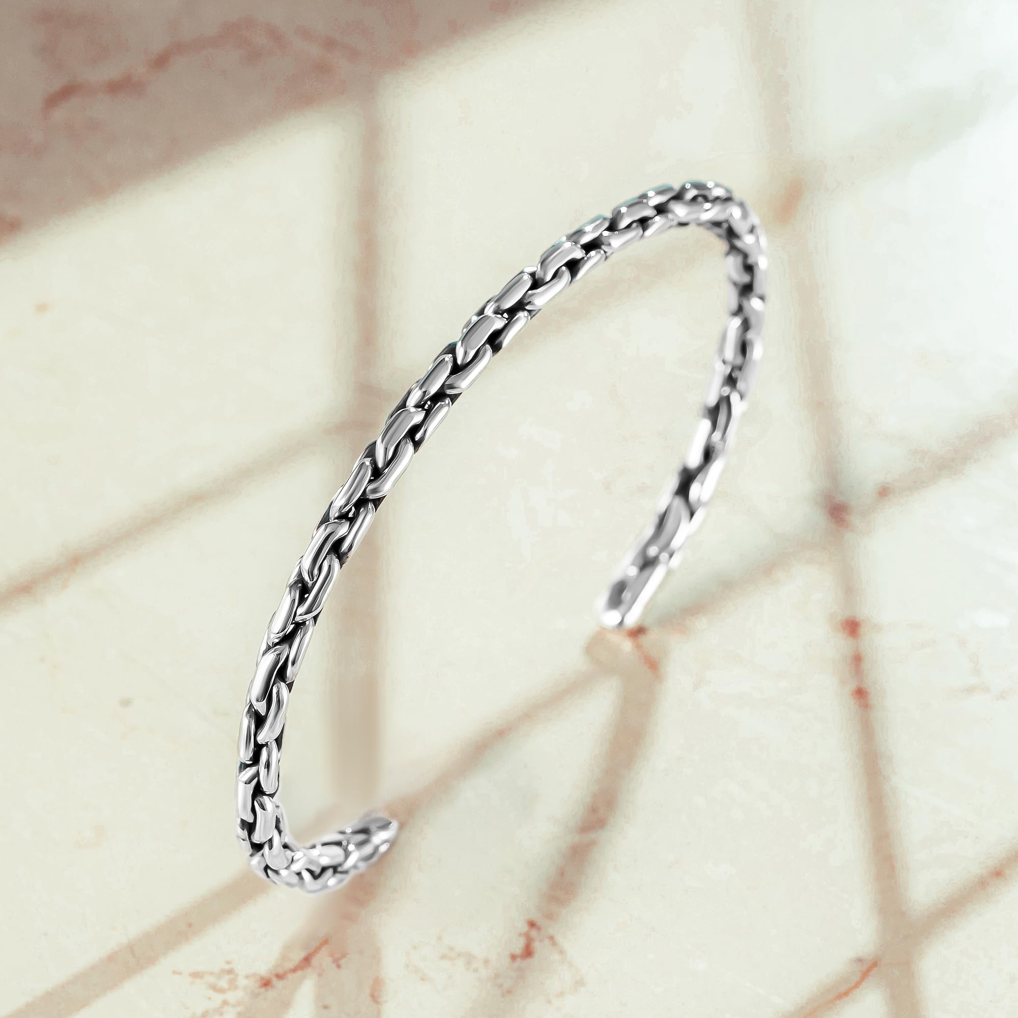 Pulsera de plata de ley 925 con cadena de eslabones cubanos para hombre, pulsera trenzada ajustable, estándar, Standart, Plata de ley