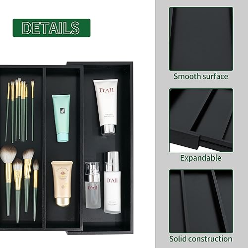 Miniatura 4 de Utoplike Organizador de cajones de cocina expandible de bambú y 4 separadores de cajones de cocina de bambú (16.53-21.6 pulgadas)