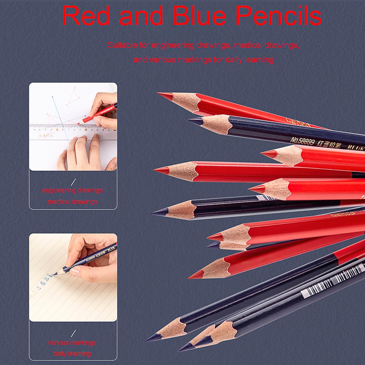 YYMIYU Precision Marking Pencils for Detailed Work (Wooden Pole Red and Blue Dual Color) image 5