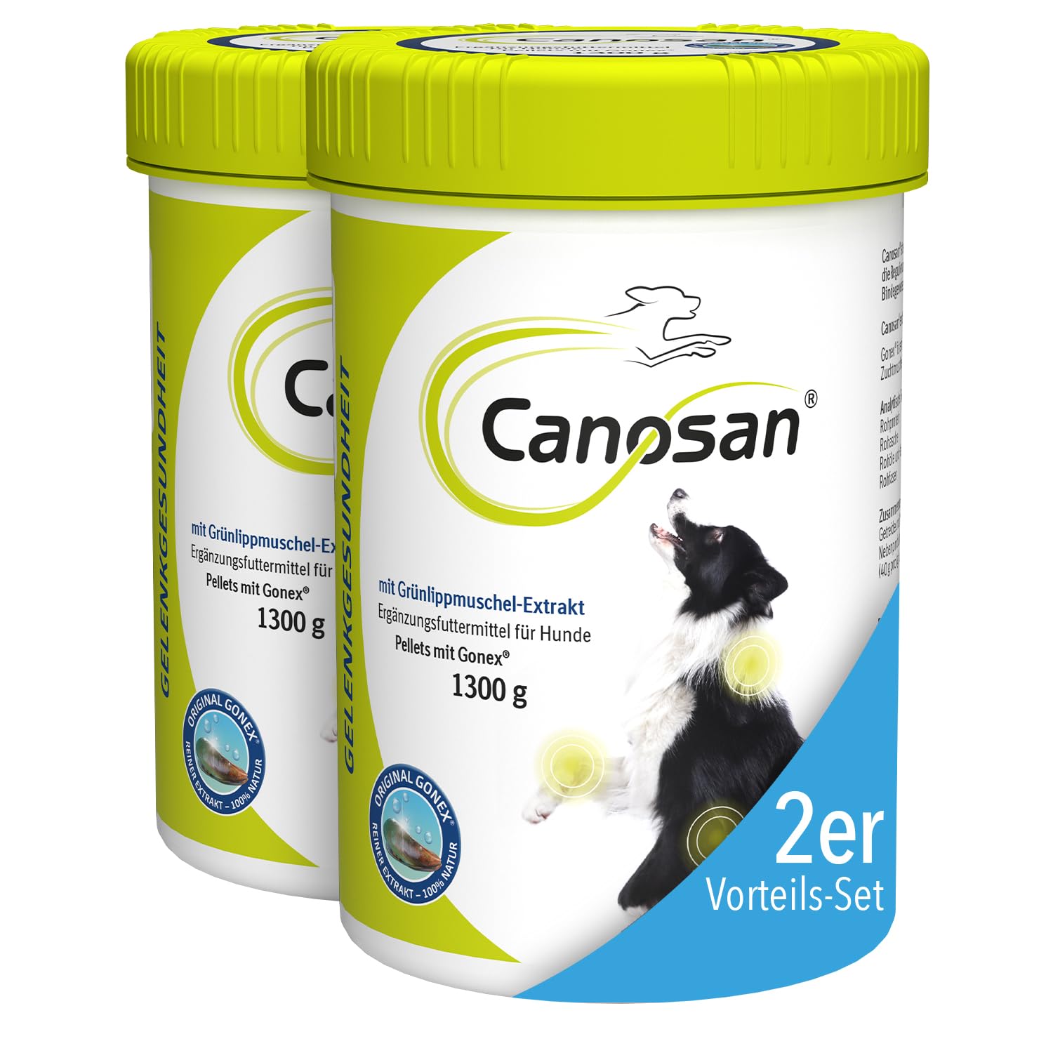 CANOSAN Pellets 2 x 1300 g Grünlippmuschel für Gelenkgesundheit bei Hunden