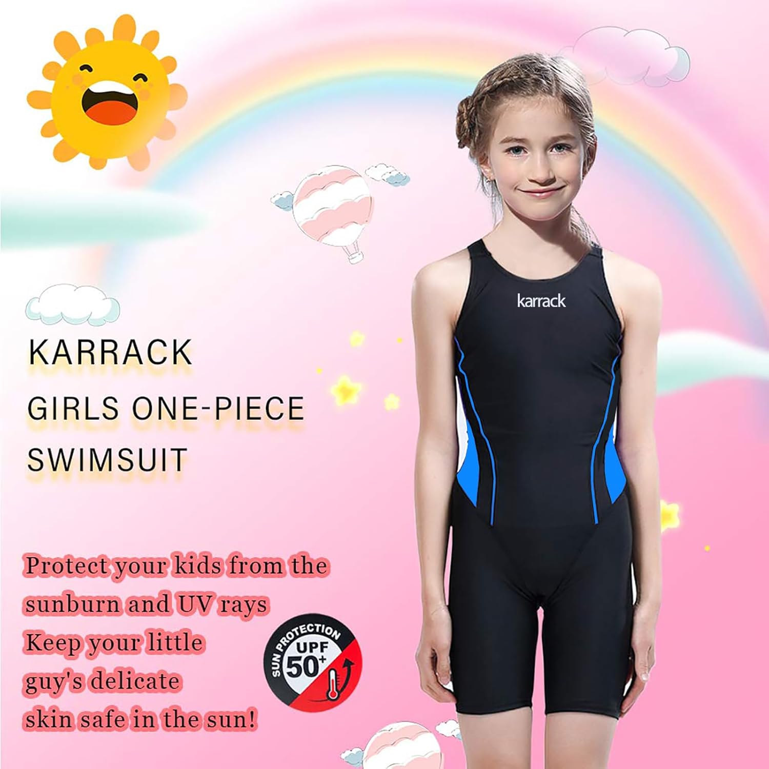 karrack Girls Swimming Suit Sports Conjoined Girls Training Competition Children Swimming Suit - Image 5