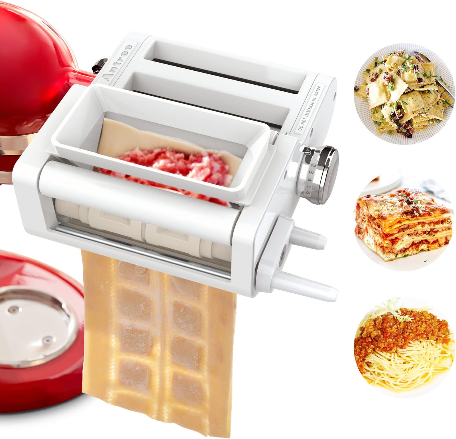 ANTREE 3-in-1 Pasta Attachment for KitchenAid Stand Mixers - Pasta Sheet Roller, Spaghetti Cutter and Ravioli Maker Included