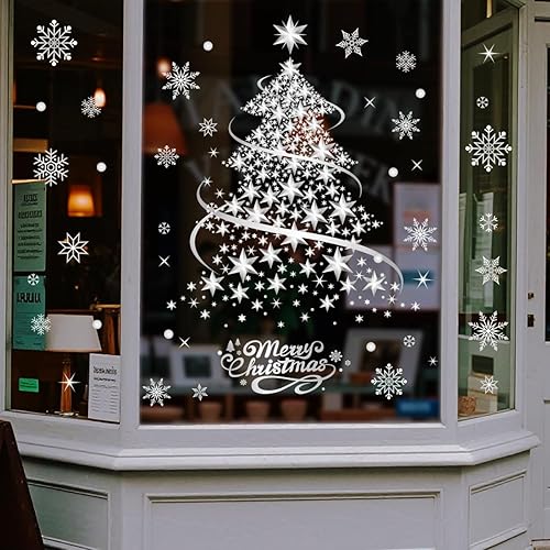 Miniatura 4 de Decoraciones de Navidad para ventana, calcomanías plateadas para árbol de Navidad, copo de nieve, calcomanías de doble cara, decoración de ventana,