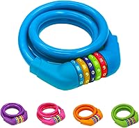 Vista 1 de Candados de bicicleta - Candado de cable reiniciable de 4 pies - Candado de bicicleta con combinación de 5 dígitos autoenrollable (azul)