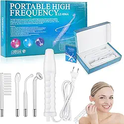 220V Aparelho Estética Alta Frequência, Alta Frequência Portátil Facial e Capilar, Aparelho Alta Frequência Limpeza Pele Com 4 Eletrodos, Alta Frequência Capilar e Facial