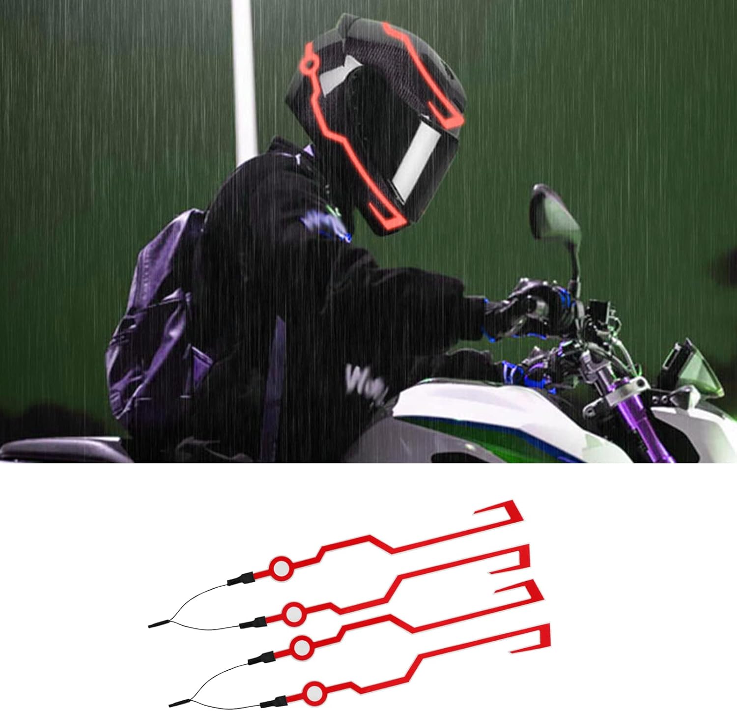 VideoPUP Motorcycle Helmet Light Kit,Red Helmet Cycling LED Sticker Light Night Riding Signal Helmet Light for Motorcycle Bike Helmet