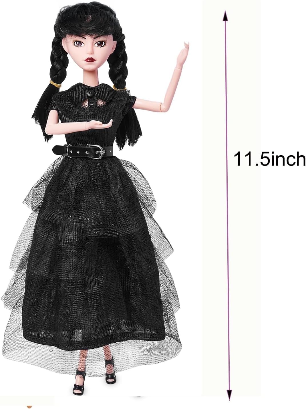 Girls Doll in Gift Box with Black Dress, 11.5 inch Doll, High Heels, Black Hair, Gift for Fans