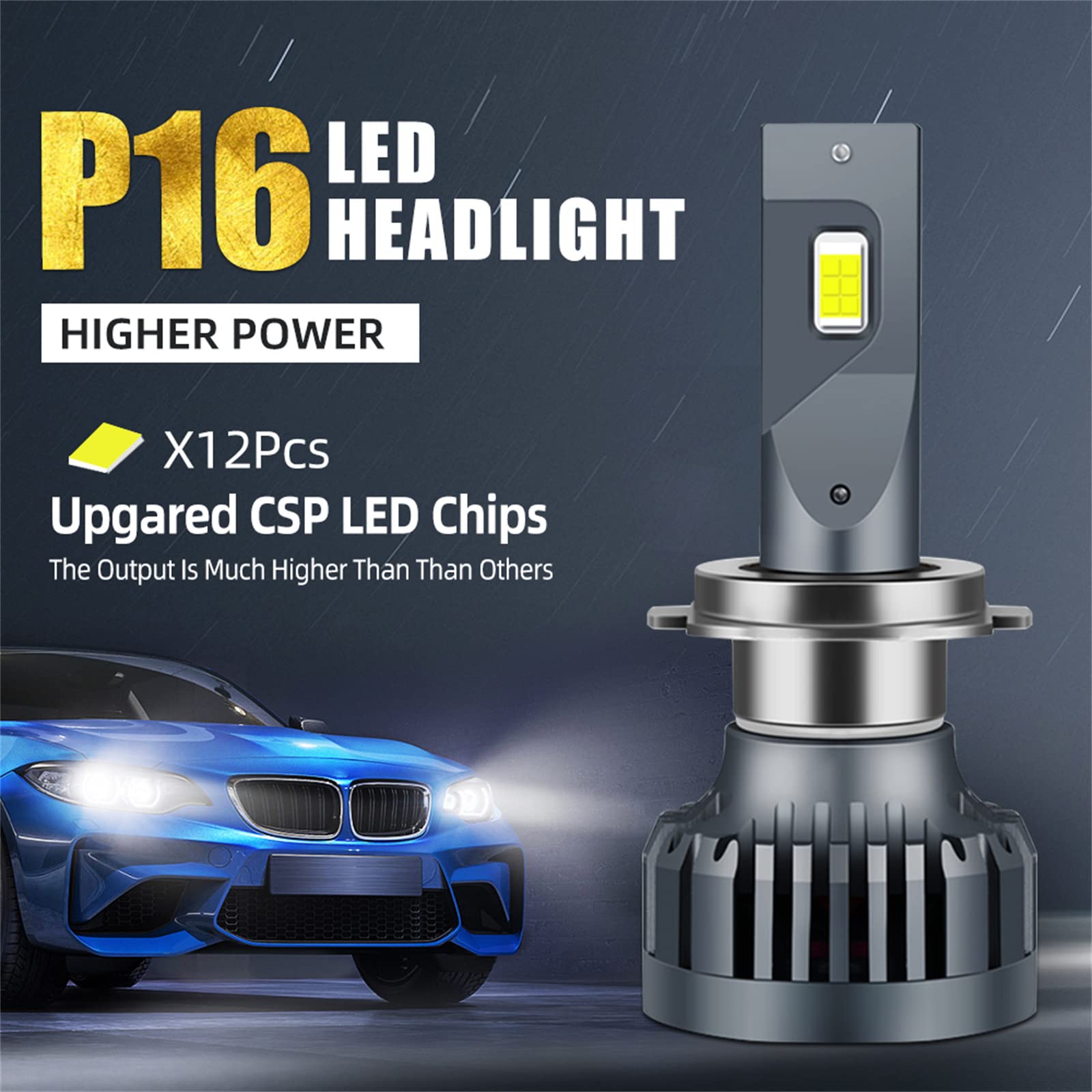 Bombillas LED Para Faros Delanteros, 100 W, 10000 Lúmenes, Kit De Conversión De Faros LED Superbrillantes, 6500 K, Blanco Frío, IP68 A Prueba De Agua, Paquete De 2,H4