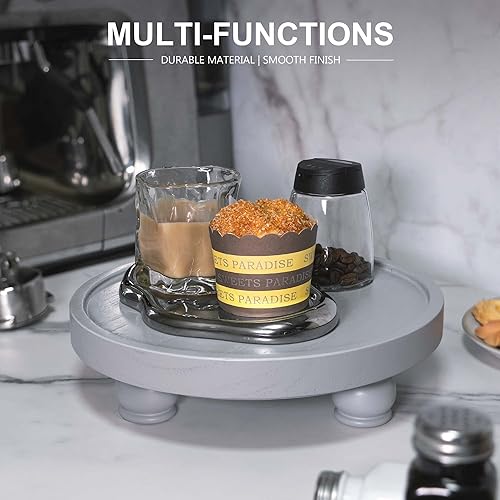 Miniatura 5 de EOSAHR Elegante y moderno juego de pedestal para decoración del hogar de granja, elevadores decorativos de madera, soporte para jabón y elegante