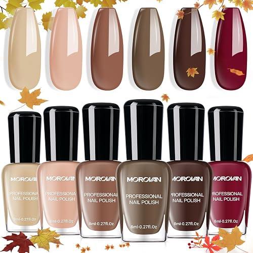 Morovan Brown Nail Polish Set Fall Chocolate Nude Winter Autumn