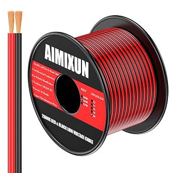 130FT 20 Gauge Wire, 20 AWG Red and Black Cable 12V 2 Conductor Electrical Automotive Flexible Hook up Extension Cord 12V/24V Low Voltage 20 Gauge Stranded Wire