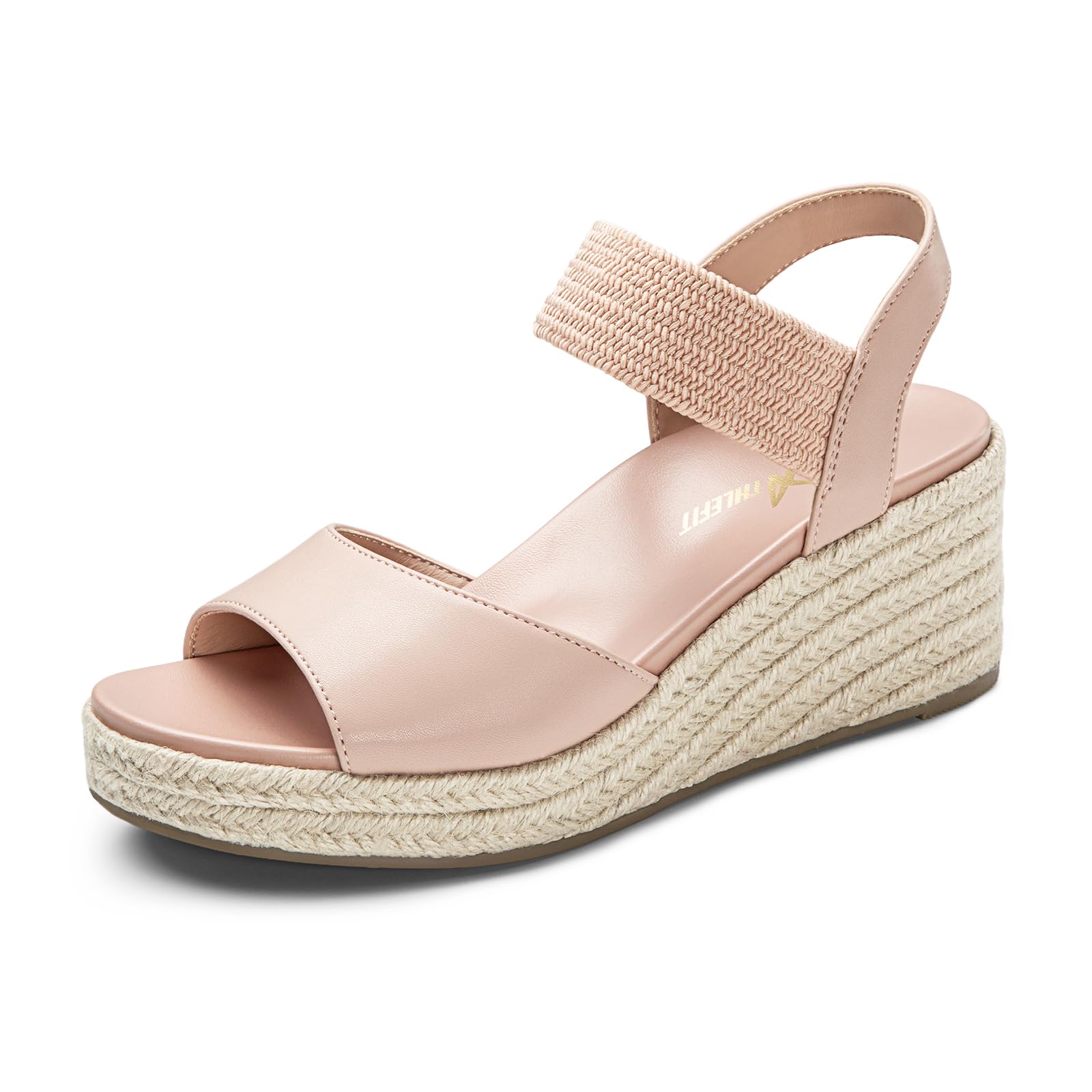 Athlefit Women's Espadrille Platform Wedge Sandals Comfortable Casual Elastic Strap Open Toe Sandals with Arch Support for Summer Work Vacation — view 8