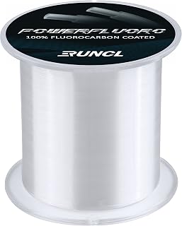 RUNCL PowerFluoro Fluorocarbon Fishing Line - Invisible, Fast Sinking, Ultra Sensitive Ice Leader 5-32lb 300-1000yds