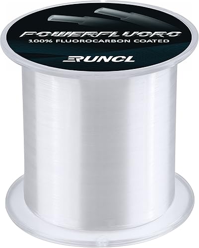 Línea de pesca PowerFluoro de RUNCL, 1000/500/300Yds, línea de pesca con revestimiento de fluorocarbono, línea líder de pesca, prácticamente