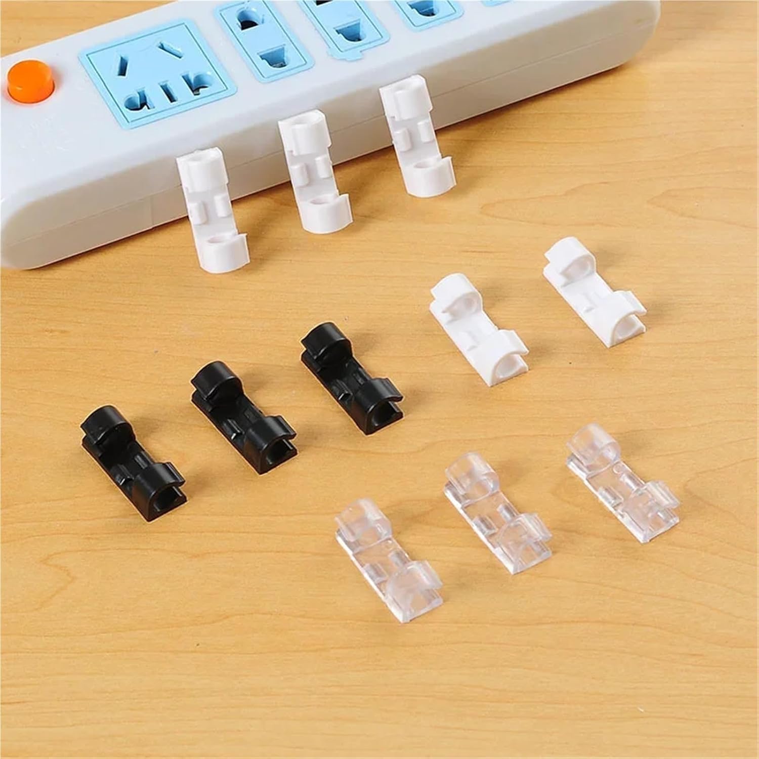 Adhesive Cable Clips 100pcs Cable Gather Organizer Plastic Self Adhesive Fixing Clips Electric Wire Storage Holder Household Supplies for Under Desk(White)