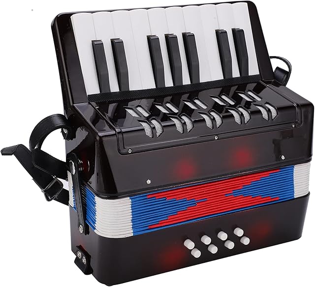 Tomotato Kids Accordions, 17 Key 8 Bass Professional Accordions Toy Musical Piano Keyboard Training Spring Instrument for Adult Beginner Kids Playing