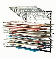 Vista 8 de Copernicus - Escurridor ancho de 20 estantes con resorte para aulas y estudios de arte, blanco/negro