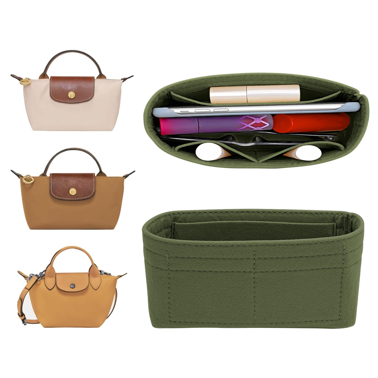 Mini Tote Insert Snapklik.com : LOUKAYCCI Felt Mini Organizer Insert For Longchamp Mini ...