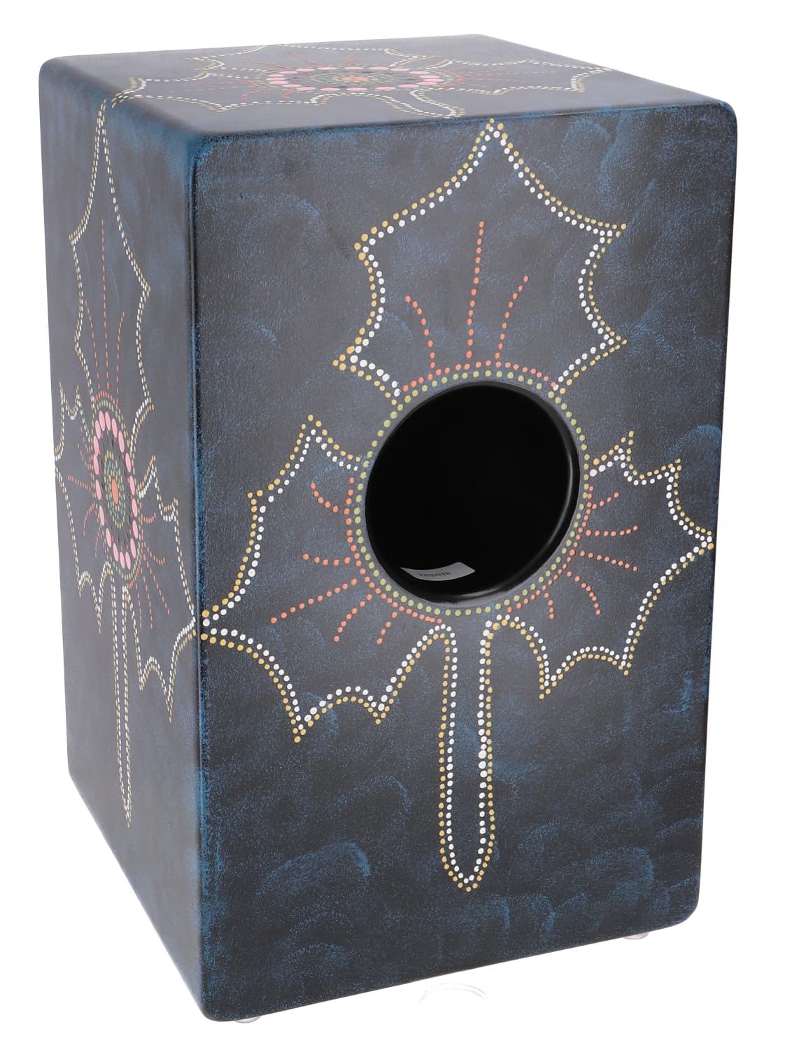 Farbige Cajon, Holztrommel Percussion Instrument mit Bass, Dot Art Leaf | Hochwertige HPL und Sperrholz, handgemaltes Design, ideal für Jam Sessions und Gigs, 20-spiraliger Snareteppich.