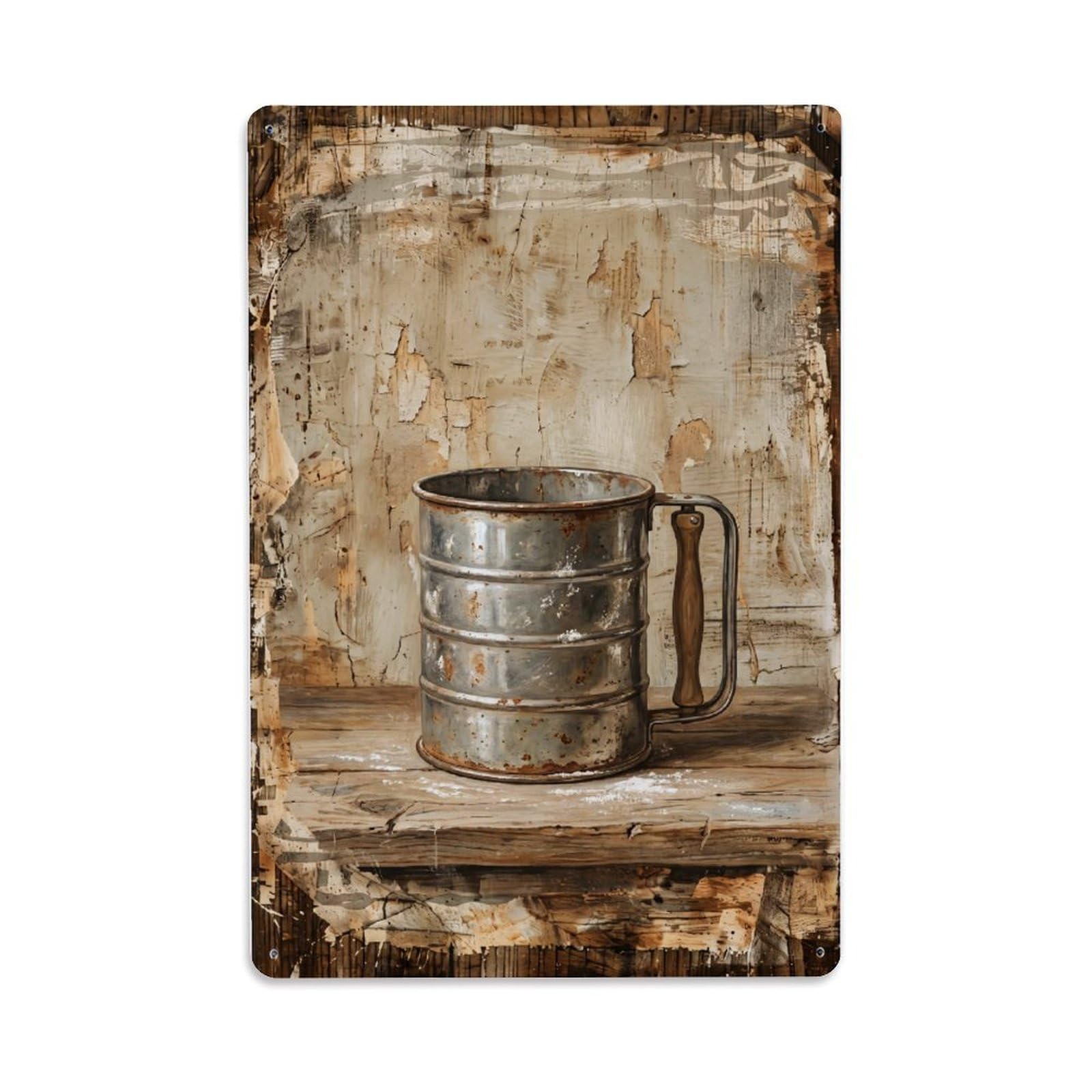Country Kitchen Sifter Flour Baking Countryside Home Metal Tin Sign Plaque Wall Decor for Cafe, Club Bar, Office, Home Garden Metal Poster 8x12Inch