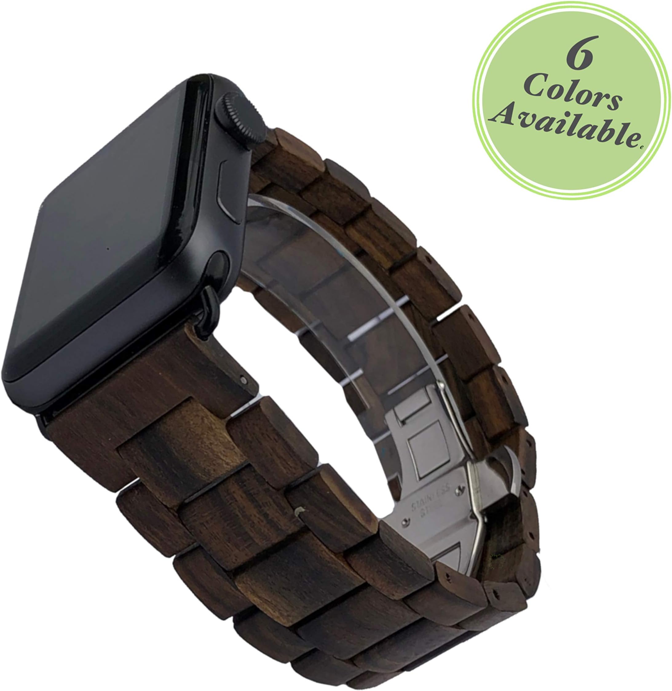 Reclaimed By Nature Handcrafted Wood Band | Compatible with Apple iWatch 42/44mm Series 4/3/2/1, Nike (Sport), Limited and Hermes' (Black Sandalwood)