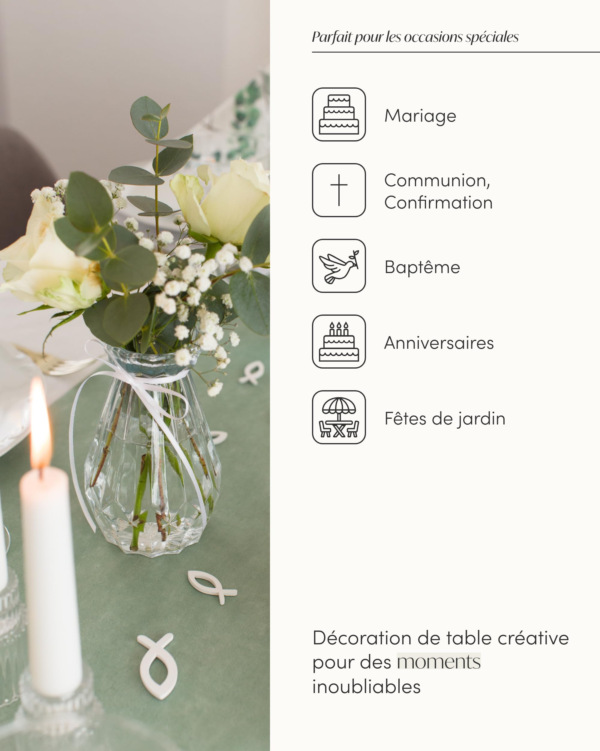 100% Mosel Vases en Verre, Lot de 12 (14,5 cm x 8,9 cm) | Petits Vases Transparents Design Diamant – Vases de Table pour Mariage, Baptême, Communion & Anniversaire